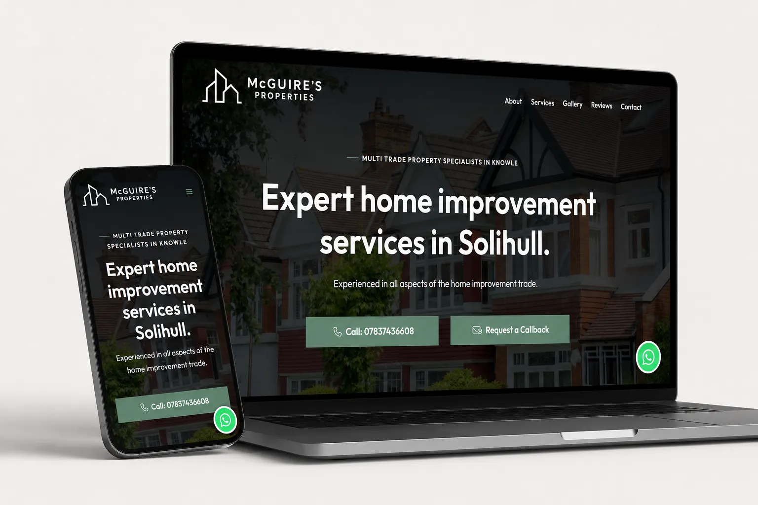 McGuire's Properties website - desktop and mobile view